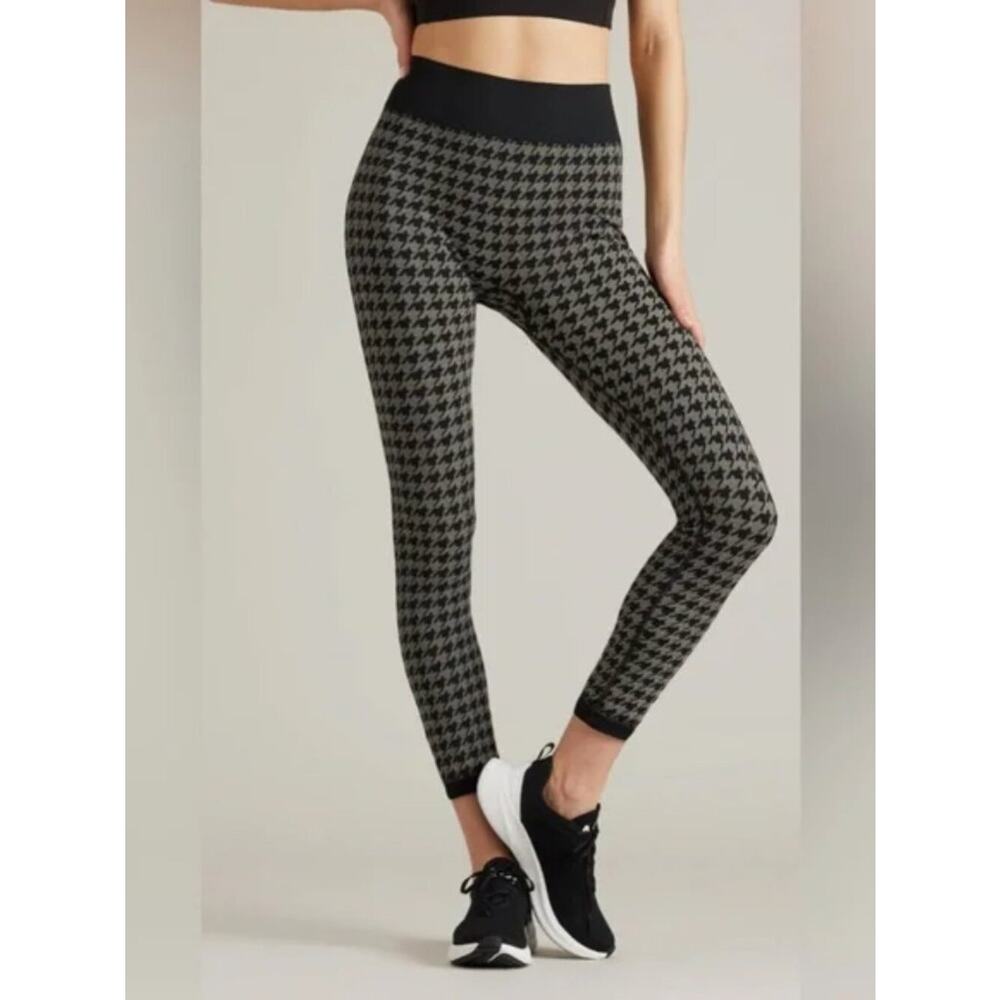 Rhone Houndstooth Seamless Leggings Black NEW Size L High Rise Athletic